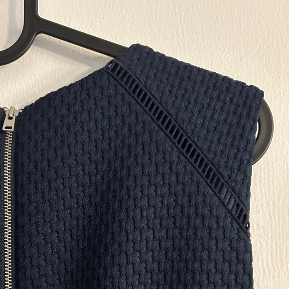 J. Crew Portfolio Matelasse Sleeveless Sheath Dress Navy Blue 2 - Picture 8 of 11